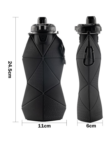 Botella de Agua Plegable Paspring 580ml Silicona Antifugas Negra