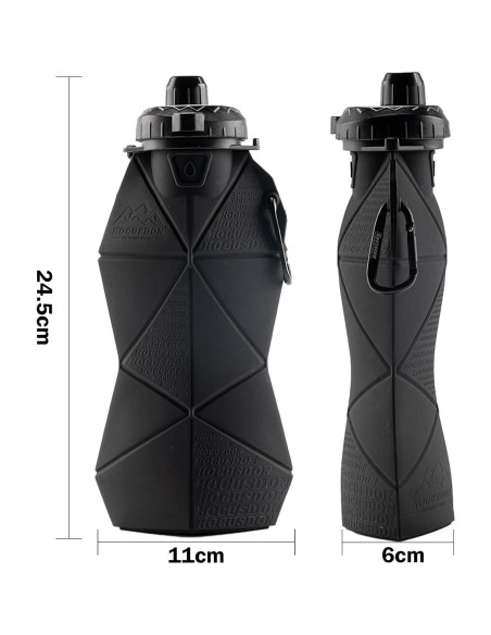 Botella de Agua Plegable Paspring 580ml Silicona Antifugas Negra