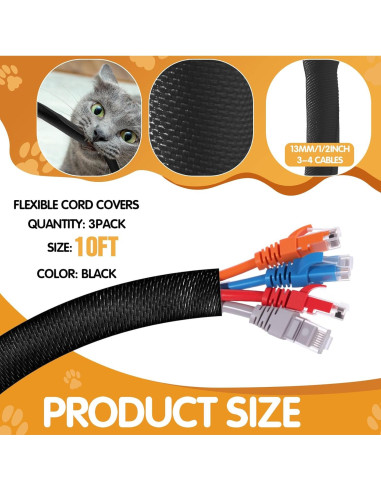 Protector de Cables para Mascotas Poen 3 Pack 3m Negro