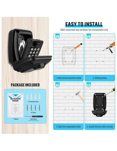 Caja de Llave TEUEN con Cerradura de Combinación Impermeable