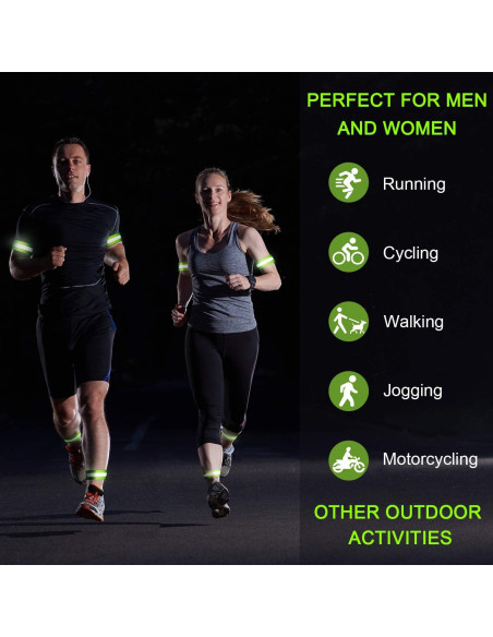 8 Bandas Reflectantes Sumind para Correr y Ciclismo Verde