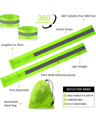 8 Bandas Reflectantes Sumind para Correr y Ciclismo Verde