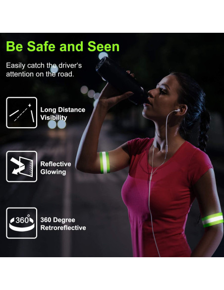 8 Bandas Reflectantes Sumind para Correr y Ciclismo Verde