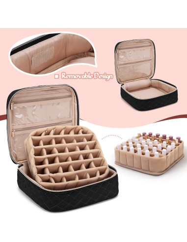 Bolsa de Transporte para Esmalte de Uñas Yarwo Negra 36 Botellas