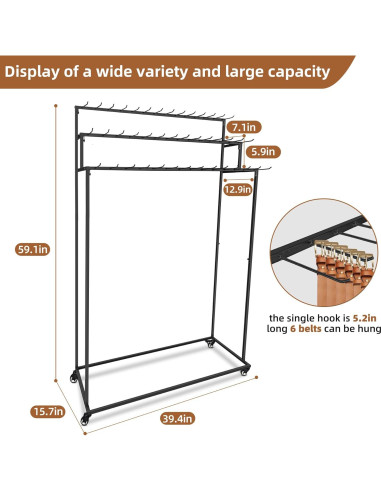 Organizador de Cinturones MikaYYeaga 3 Niveles 42 Ganchos Negro