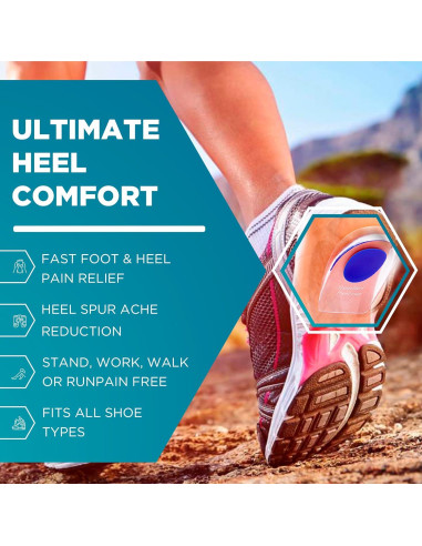 Copas de talón de gel Homergy para tendinitis y fascitis plantar - 6 pares