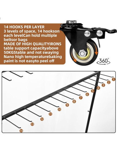 Organizador de Cinturones MikaYYeaga 3 Niveles 42 Ganchos Negro