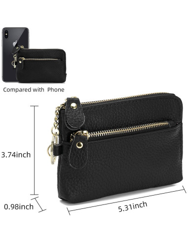 Billetera de Monedas de Cuero ZOOEASS para Mujeres - Negro