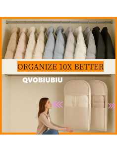 Bolsa Colgante Ahorra Espacio QVOBIUBIU 3PCS Beige 2