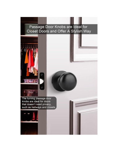 Perillas de Puerta de Paso Goldenwarm Negras Mate 1 Paquete