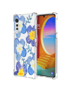 Funda LG Velvet 5G Floral Azul Suave Antigolpes