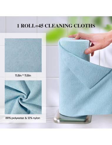 Rollo de Paños de Microfibra HONOVA 45 Piezas 30x30 cm Azul