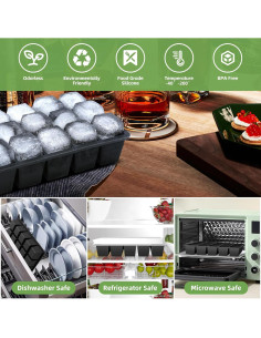 Bandejas de Hielo de Silicona FANYITY 2-Pack con Tapas 2