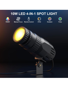 Mini Pinspot LED RGBW 10W Queenfavor - Luz Inalámbrica para Fiesta 2
