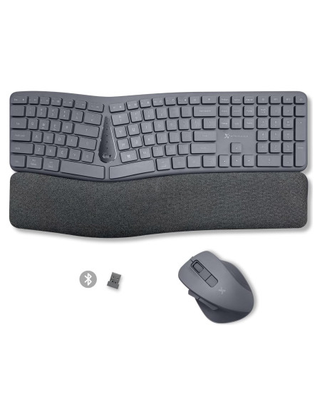 Combo Teclado y Ratón Inalámbrico Ergonómico X9 Gris - Multi-Dispositivo