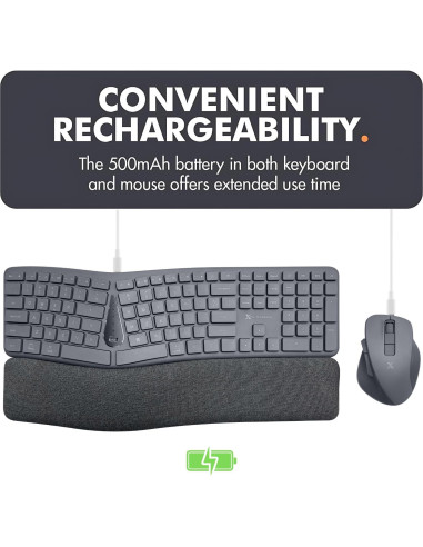 Combo Teclado y Ratón Inalámbrico Ergonómico X9 Gris - Multi-Dispositivo