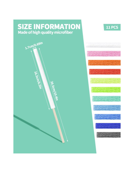 Juego de 11 Palos de Limpieza de Microfibra Aecsze - Multicolor