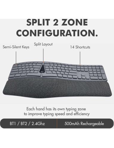Combo Teclado y Ratón Inalámbrico Ergonómico X9 Gris - Multi-Dispositivo
