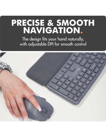 Combo Teclado y Ratón Inalámbrico Ergonómico X9 Gris - Multi-Dispositivo