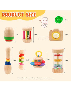 12 Juguetes de Conejo de Madera Natural LT-006H - Salud Dental 2