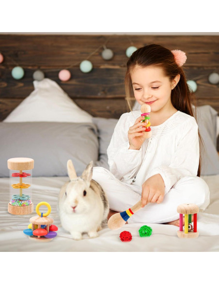 12 Juguetes de Conejo de Madera Natural LT-006H - Salud Dental