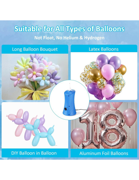 Bomba de aire eléctrica Fikowo para globos portátil 30W