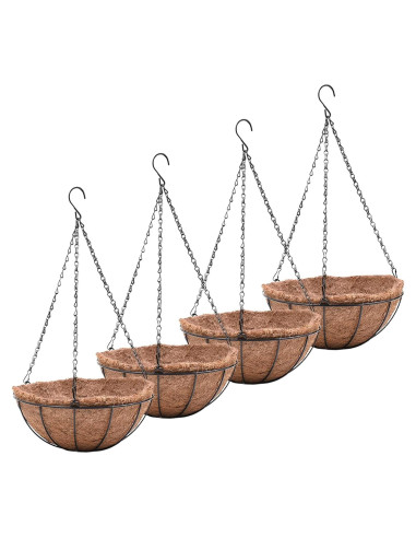 Cestas colgantes de metal JFFLYIT 20 cm para plantas - Paquete de 4