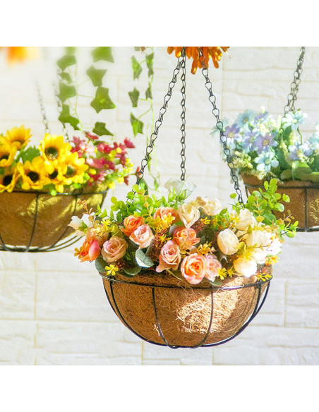 Cestas colgantes de metal JFFLYIT 20 cm para plantas - Paquete de 4