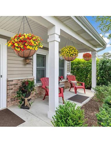 Cestas colgantes de metal JFFLYIT 20 cm para plantas - Paquete de 4