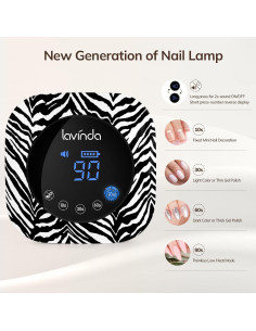 Lámpara UV Inalámbrica Lavinda 54W Cebra con Temporizador 2