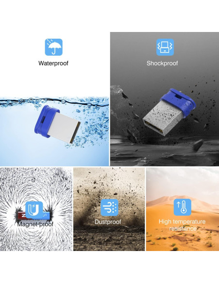 K&ZZ Unidad Flash USB 16GB Mini Azul 10 Pack U202