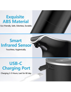 Dispensador de Jabón Automático YIKHOM Negro 450mL USB-C 2