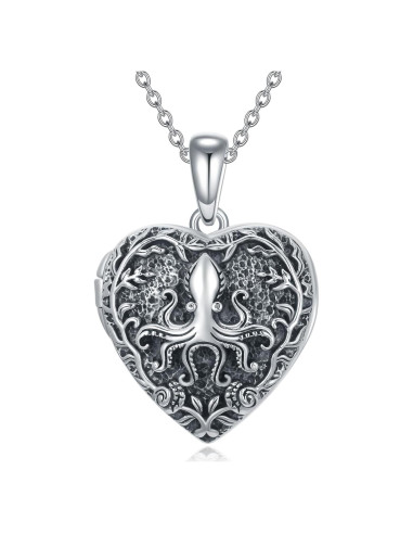 Collar Locket Corazón Plata Esterlina 925 para Mujeres 45.72 cm