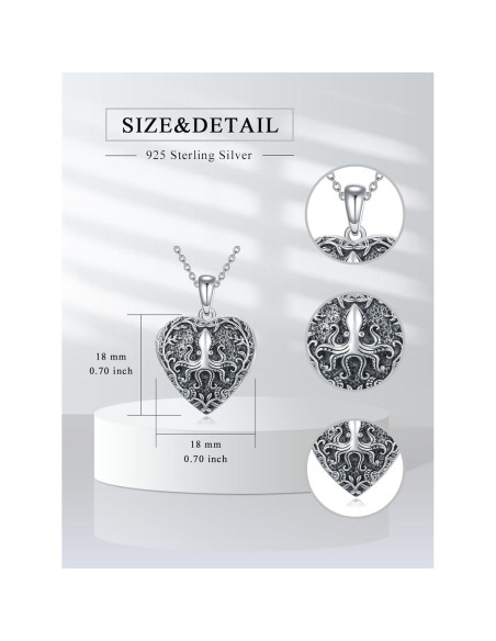 Collar Locket Corazón Plata Esterlina 925 para Mujeres 45.72 cm