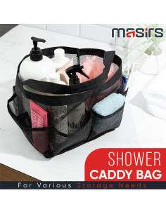 Bolsa de Ducha Plegable Masirs 9 Bolsillos Negro Organizador 2