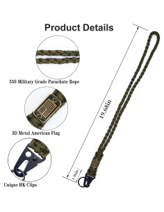 Llavero de Paracord Trenzado Tragdro con Bandera EE. UU. 50 cm 2