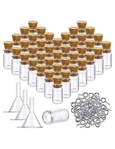 Set de 50 Mini Botellas de Vidrio Yungyan 0.5ml con Corcho