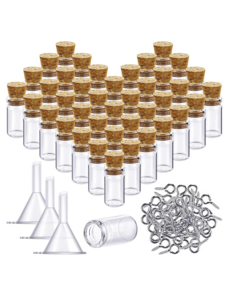 Set de 50 Mini Botellas de Vidrio Yungyan 0.5ml con Corcho