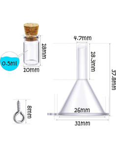 Set de 50 Mini Botellas de Vidrio Yungyan 0.5ml con Corcho 2