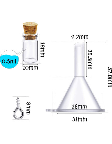 Set de 50 Mini Botellas de Vidrio Yungyan 0.5ml con Corcho