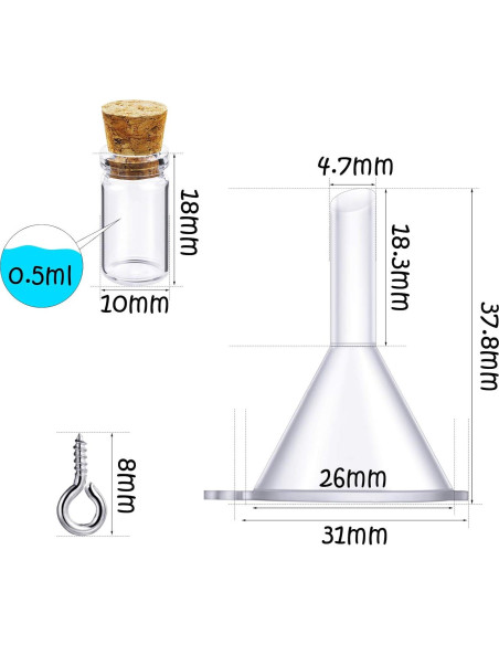 Set de 50 Mini Botellas de Vidrio Yungyan 0.5ml con Corcho