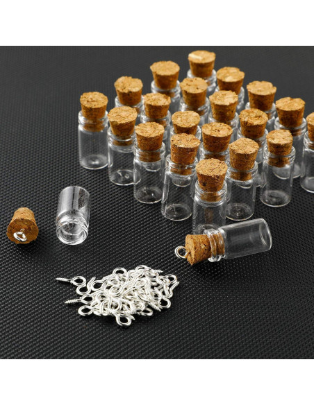 Set de 50 Mini Botellas de Vidrio Yungyan 0.5ml con Corcho