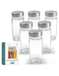 Tarros de Especias de Vidrio EDELHAUS con Tapas de Acero Inoxidable - 6 Unidades