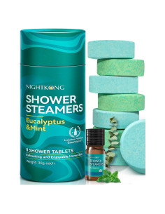 Vaporizadores de Ducha Eucalipto y Menta NightKong - 8 Pzs + 5ml Aceite