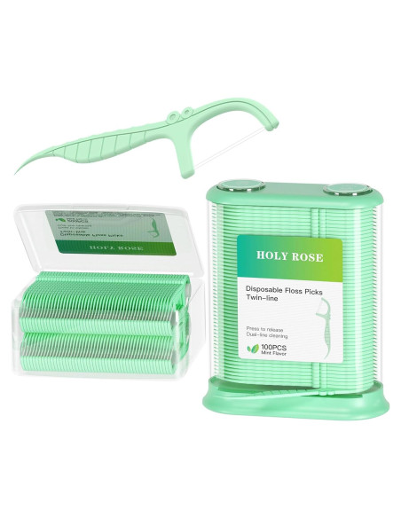 Dispensador de Hilo Dental Buhong Verde 300 con 100 Palillos