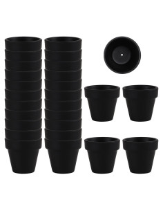 27 Macetas Negras de Arcilla 5.33 cm Fcacti con Drenaje