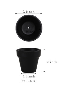 27 Macetas Negras de Arcilla 5.33 cm Fcacti con Drenaje 2