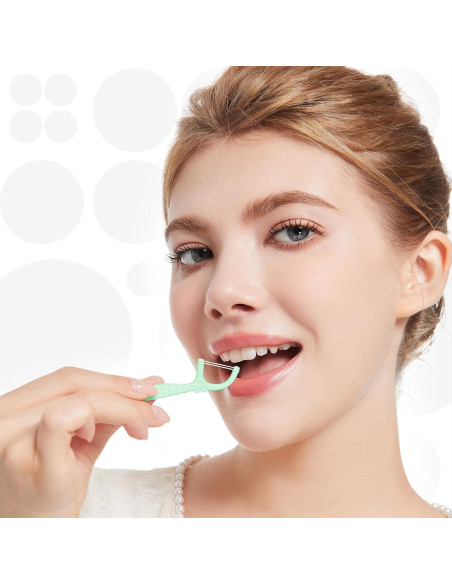 Dispensador de Hilo Dental Buhong Verde 300 con 100 Palillos