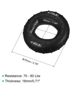 Fortalecedor de Agarre de Mano uxcell 70-80 Lbs Silicona Negro 2