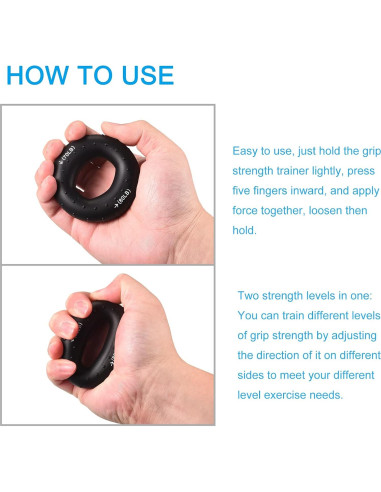 Fortalecedor de Agarre de Mano uxcell 70-80 Lbs Silicona Negro